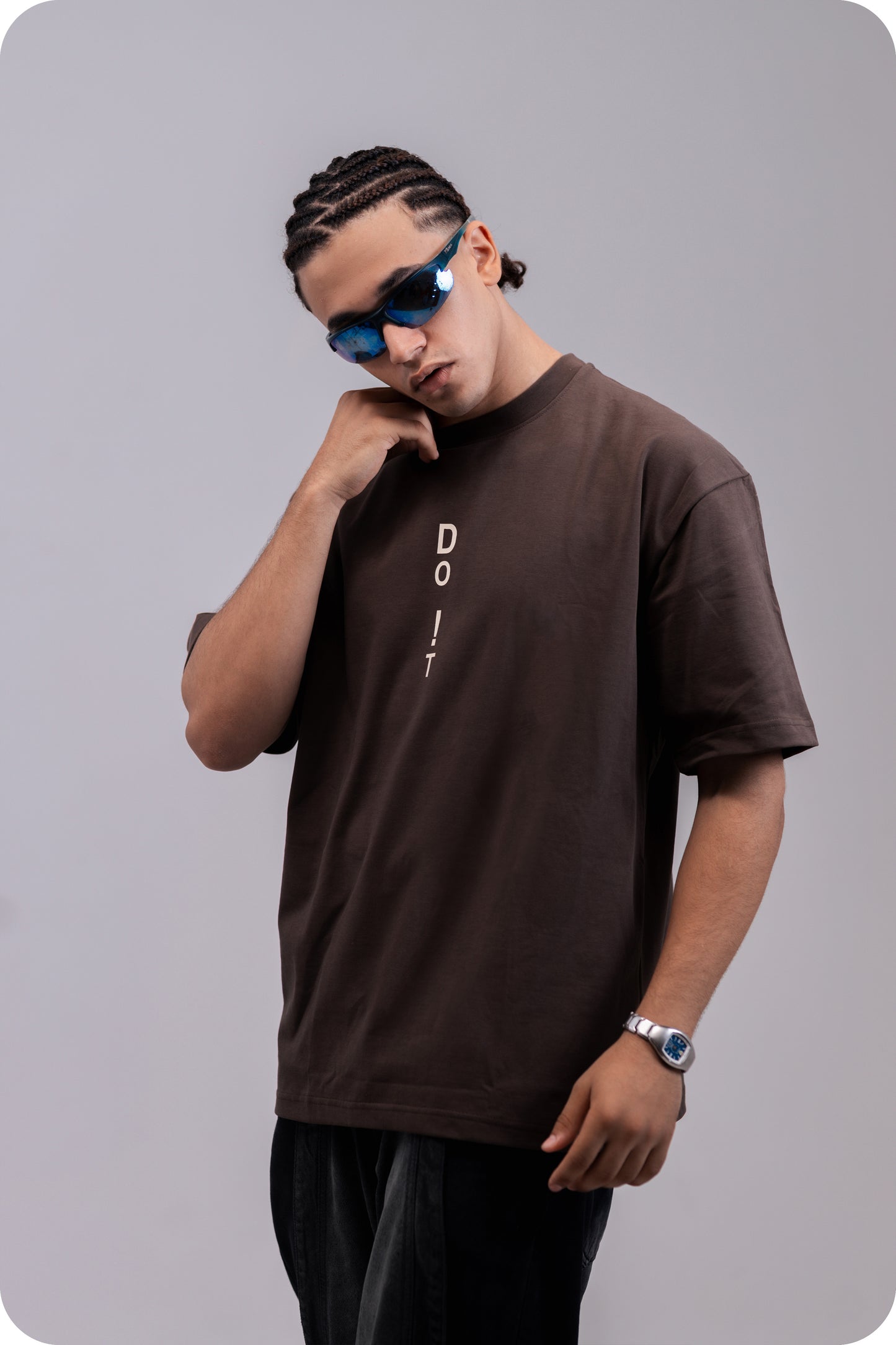 REVER – Oversized T-Shirt – Brown [Just Do It] Print - REVER