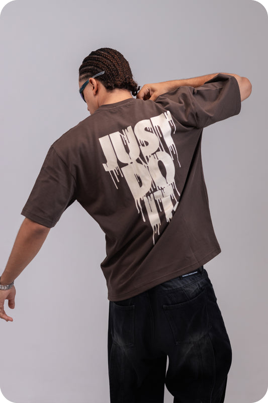REVER – Oversized T-Shirt – Brown [Just Do It] Print - REVER