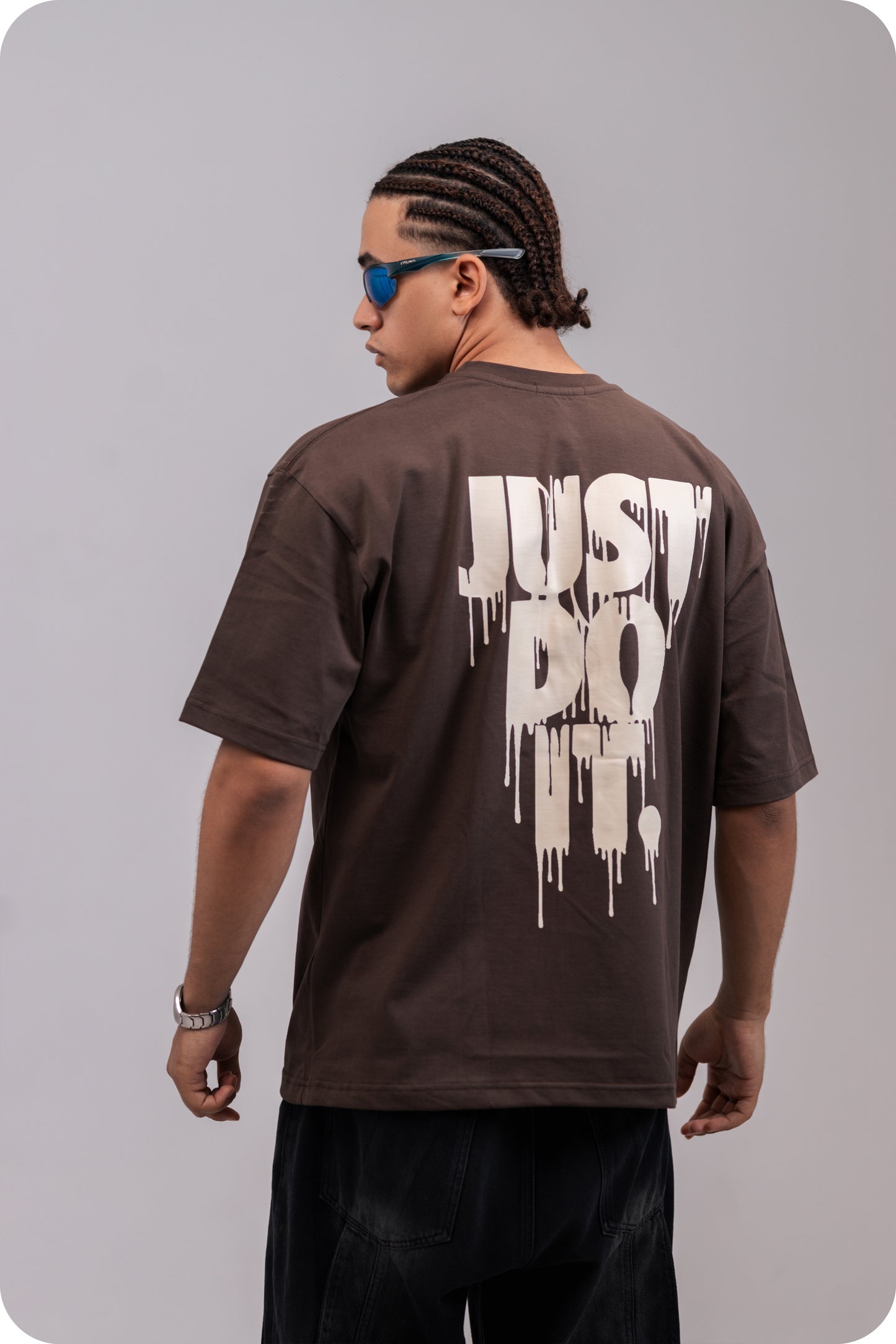 REVER – Oversized T-Shirt – Brown [Just Do It] Print - REVER