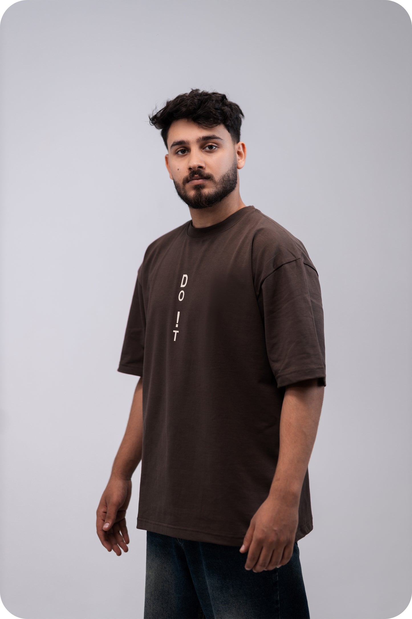 REVER – Oversized T-Shirt – Brown [Just Do It] Print - REVER