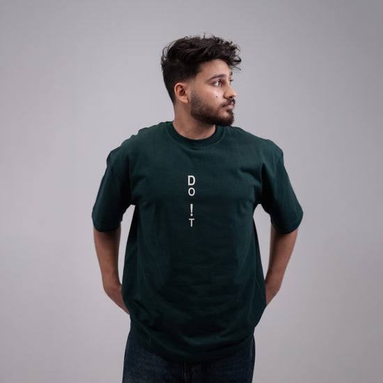 REVER – Oversized T-Shirt – Dark Green [Just Do It] Print - REVER