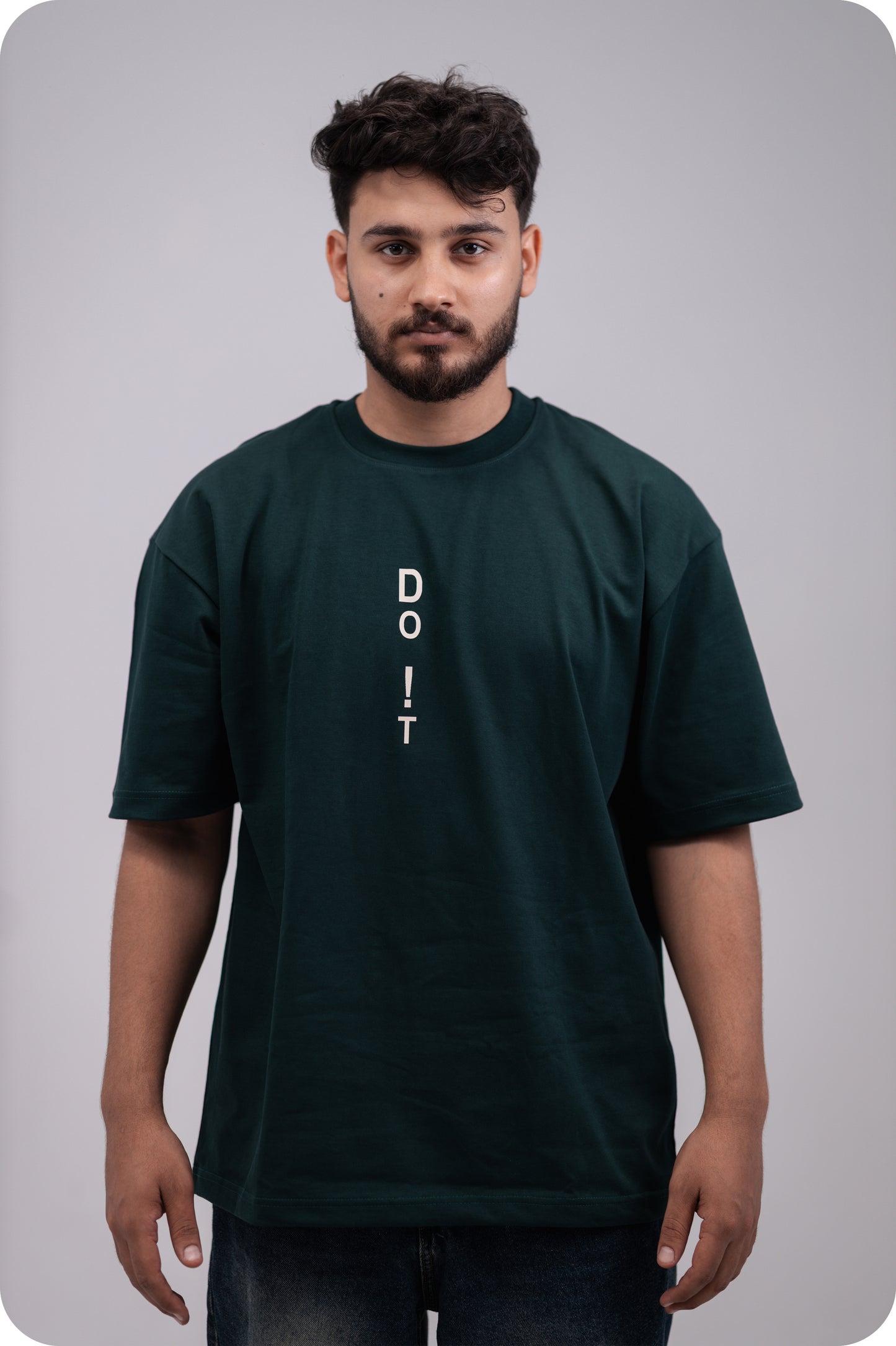 REVER – Oversized T-Shirt – Dark Green [Just Do It] Print - REVER