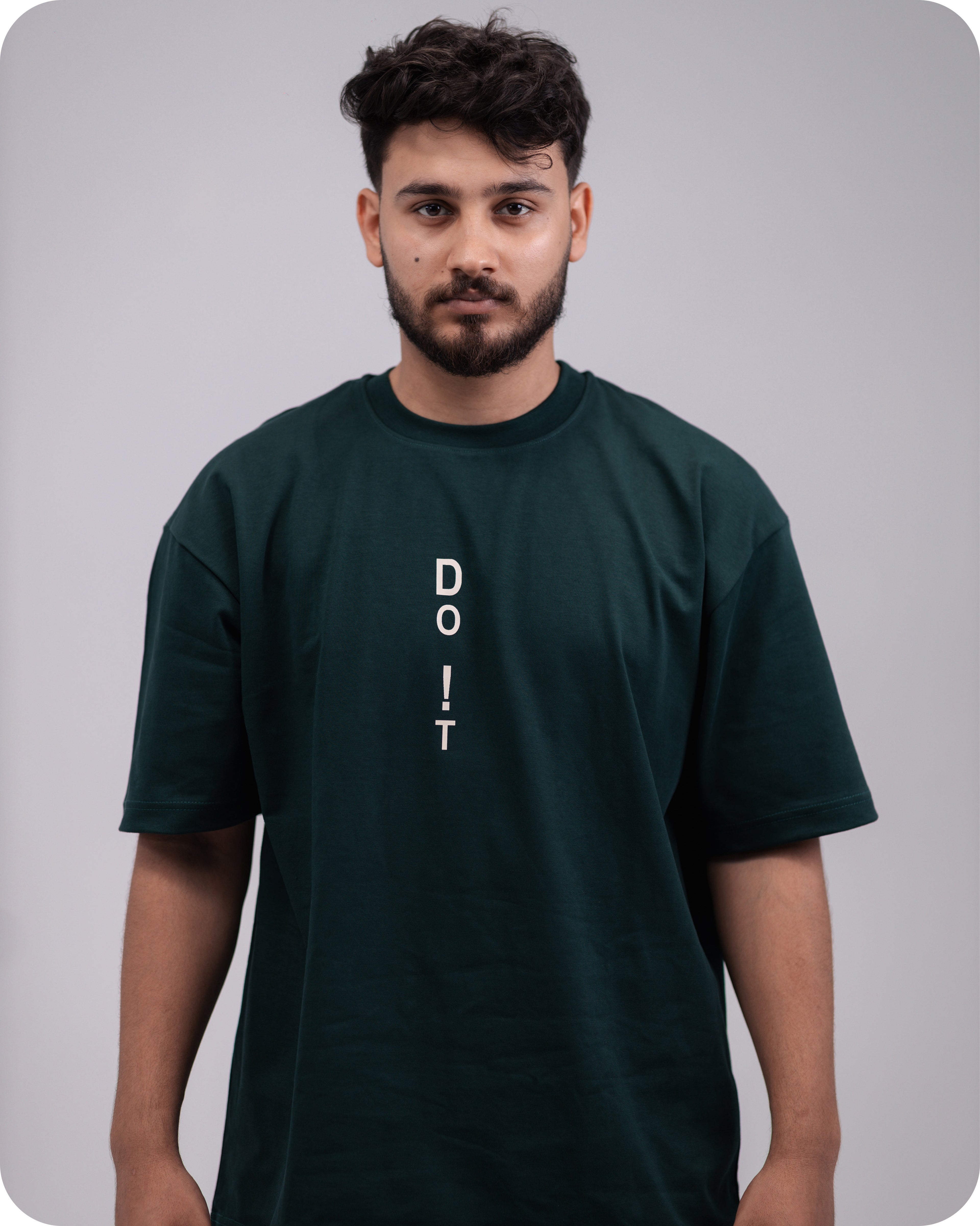 REVER – Oversized T-Shirt – Dark Green [Just Do It] Print - REVER