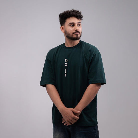 REVER – Oversized T-Shirt – Dark Green [Just Do It] Print - REVER