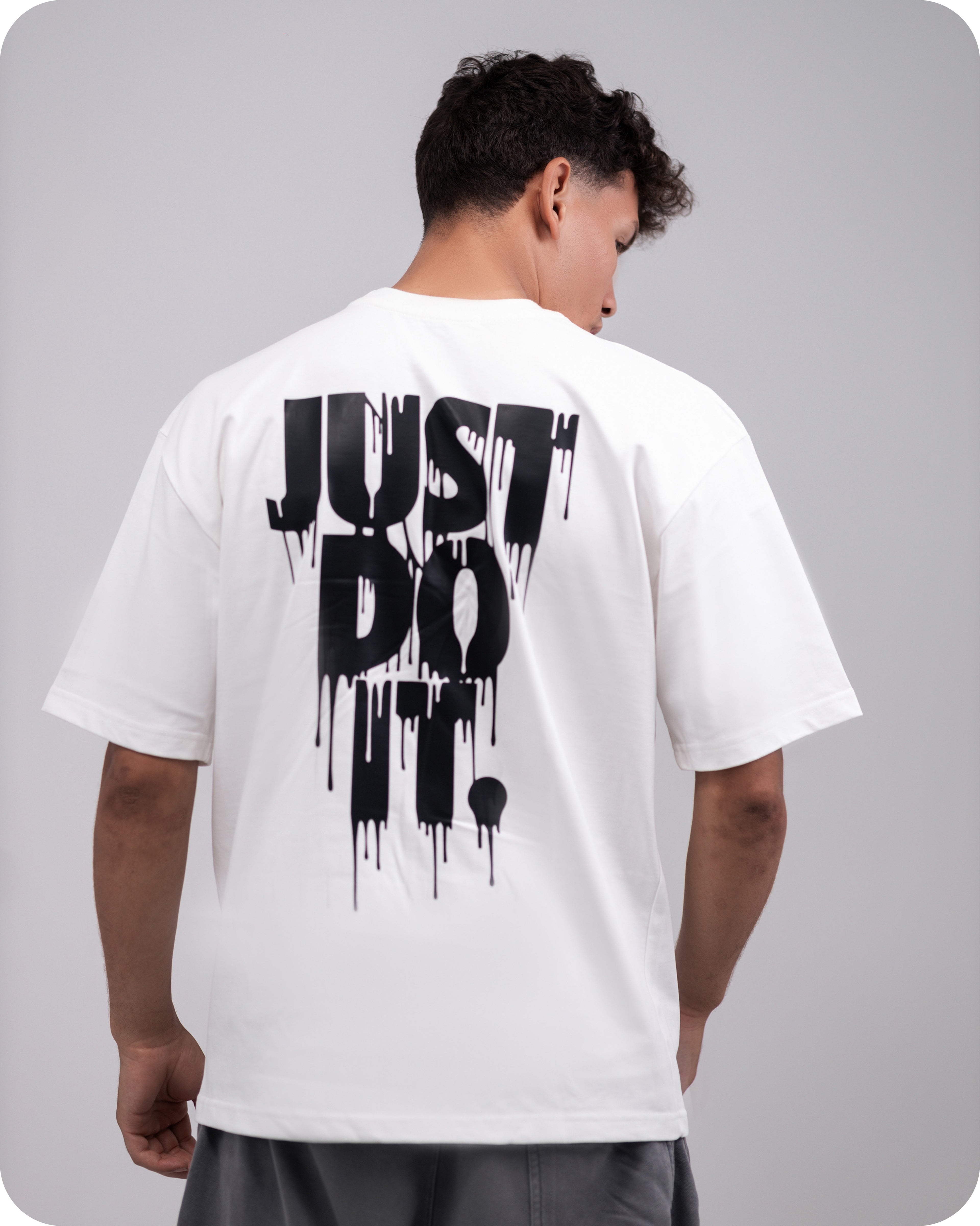 REVER – Oversized T-Shirt – Brown [Just Do It] Print - REVER
