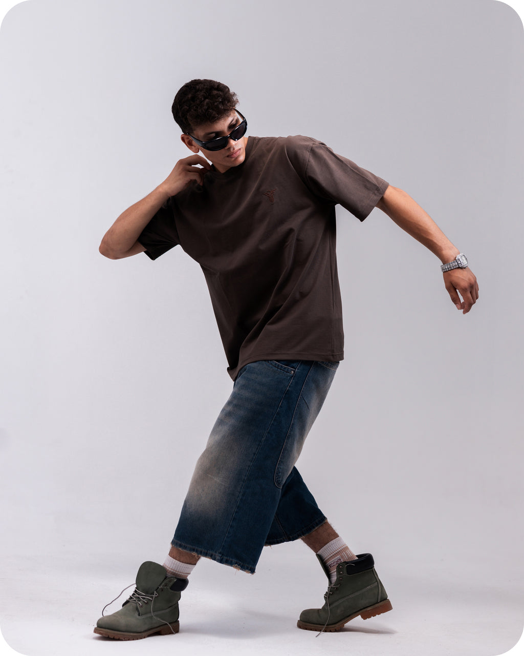 REVER brown plain oversized t-shirt shown from the back with clean, minimal design
