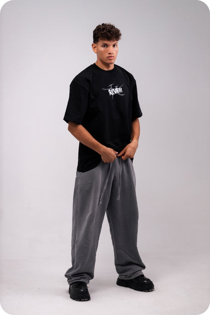 REVER – Oversized T-Shirt – Black [REVER design] Print - REVER