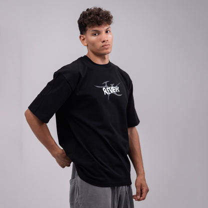 REVER – Oversized T-Shirt – Black [REVER design] Print - REVER