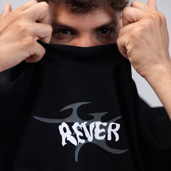 REVER – Oversized T-Shirt – Black [REVER design] Print - REVER