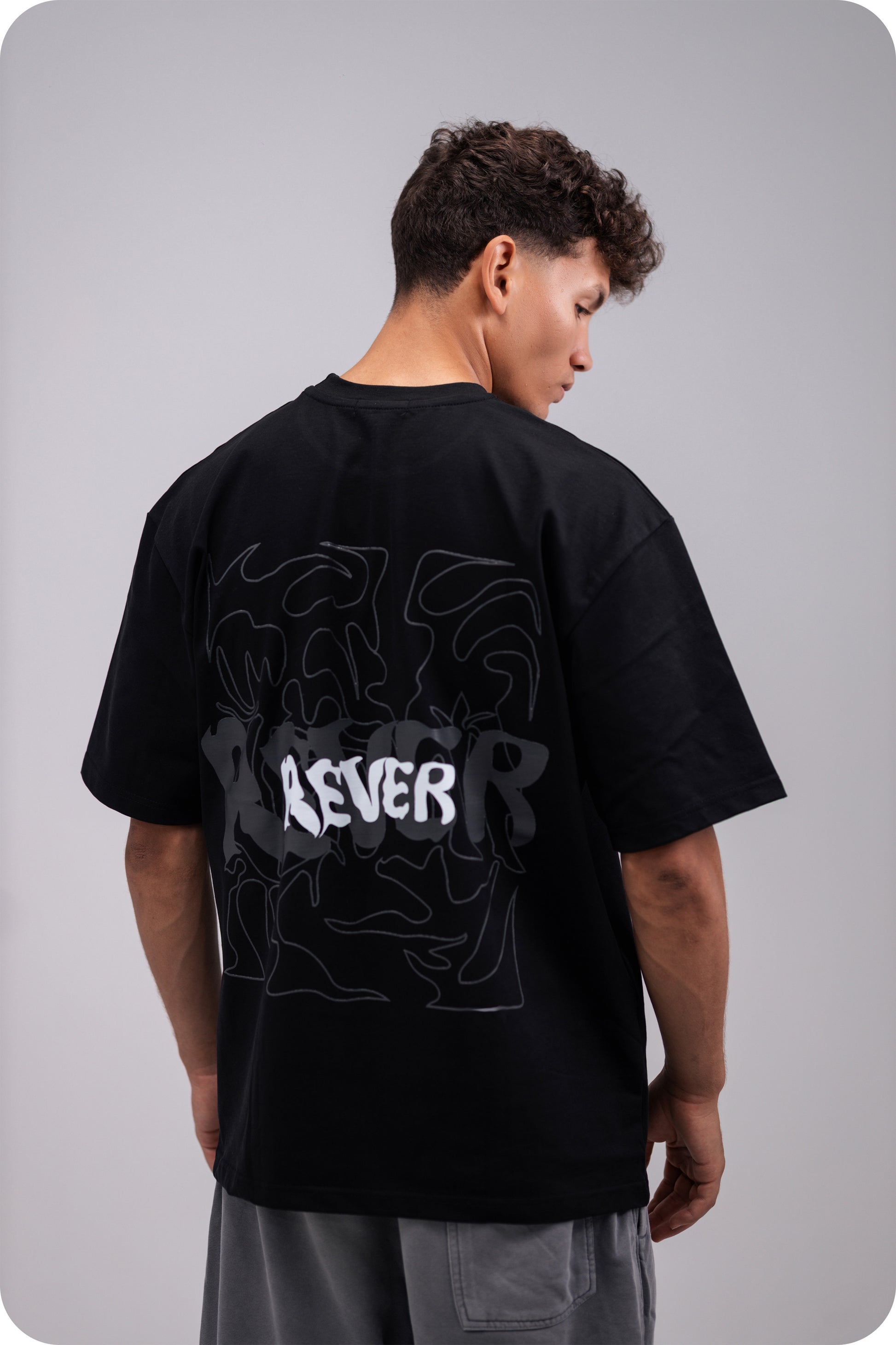 REVER – Oversized T-Shirt – Black [REVER design] Print - REVER