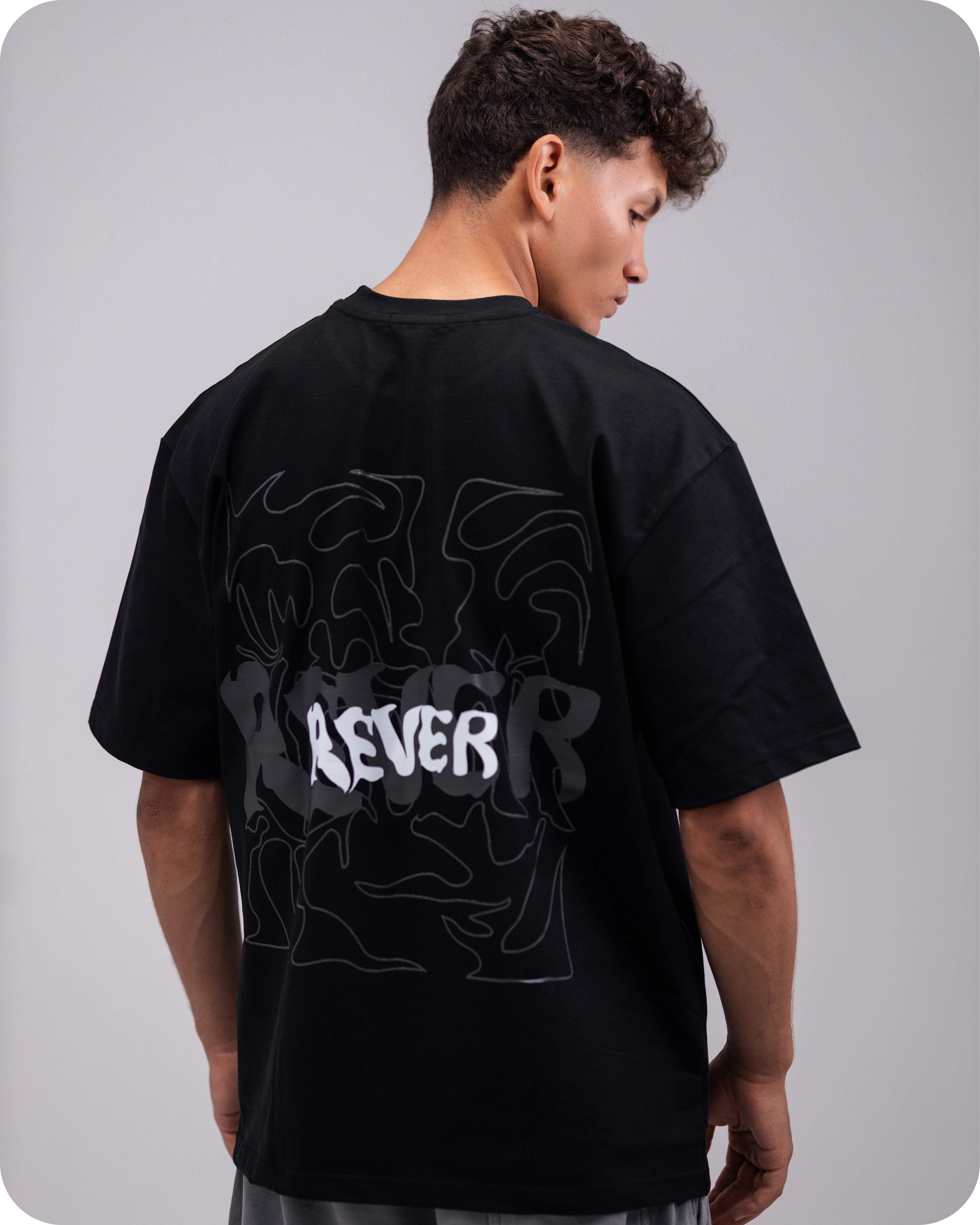 REVER – Oversized T-Shirt – Black [REVER design] Print - REVER