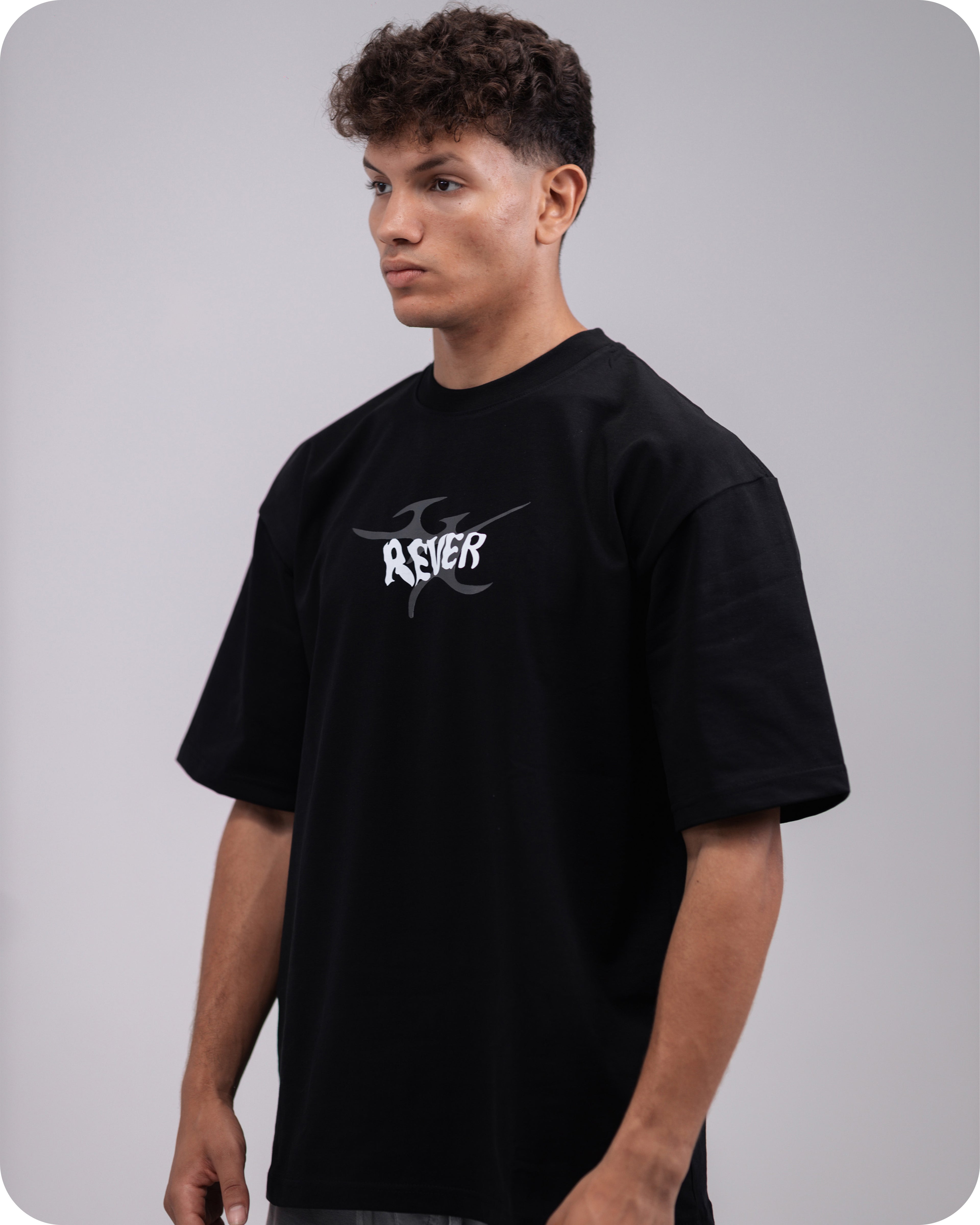 REVER – Oversized T-Shirt – Black [REVER design] Print - REVER