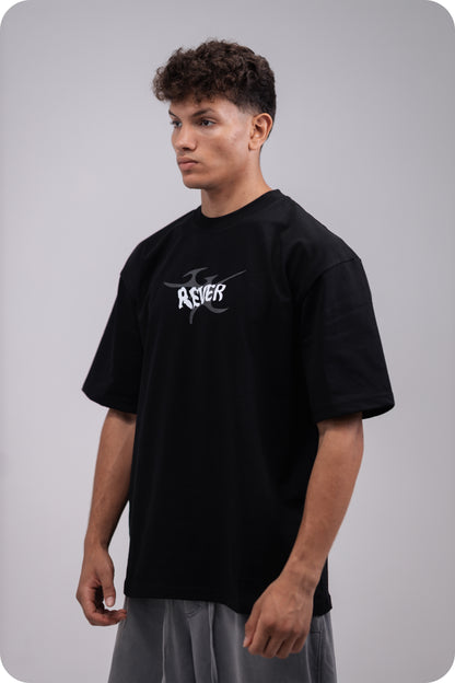 REVER – Oversized T-Shirt – Black [REVER design] Print - REVER