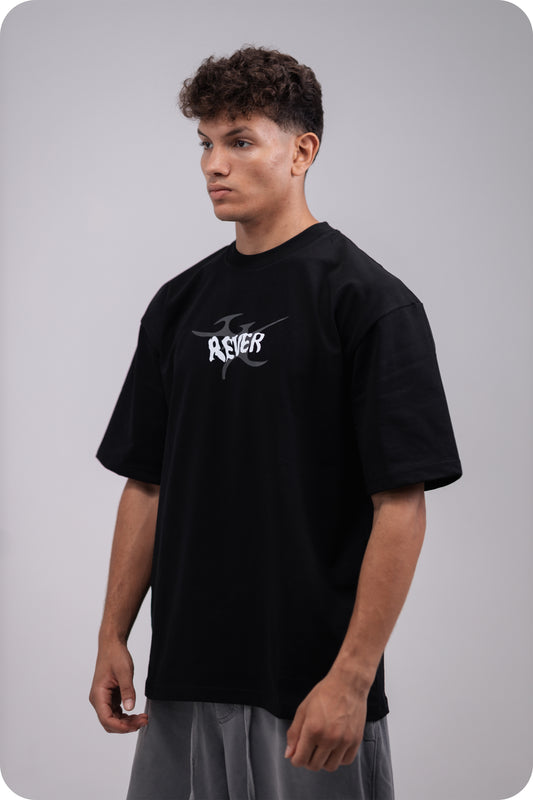 REVER – Oversized T-Shirt – Black [REVER design] Print - REVER