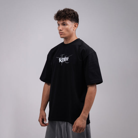 REVER – Oversized T-Shirt – Black [REVER design] Print - REVER