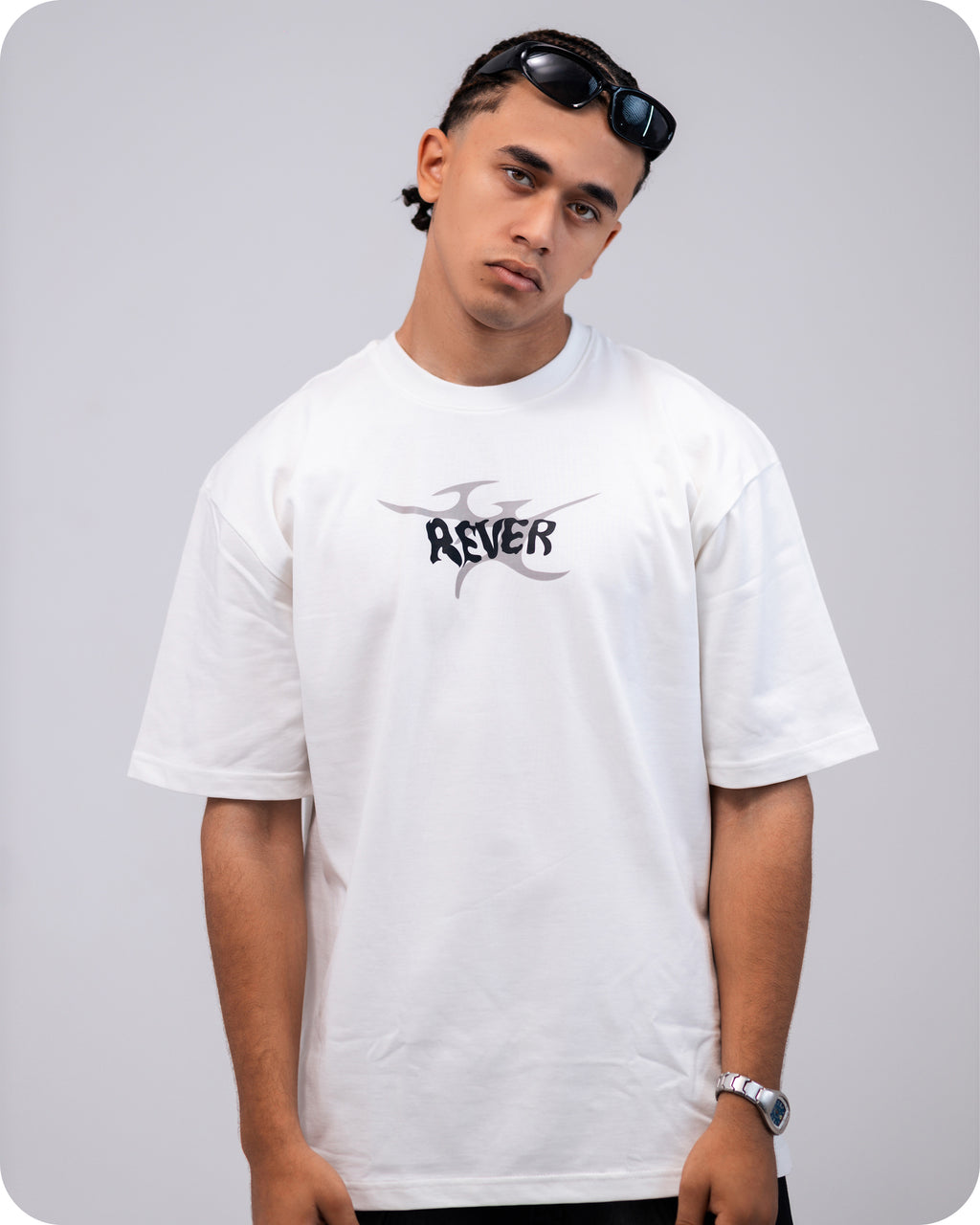 REVER – Oversized T-Shirt – Off - white [REVER design] Print - REVER