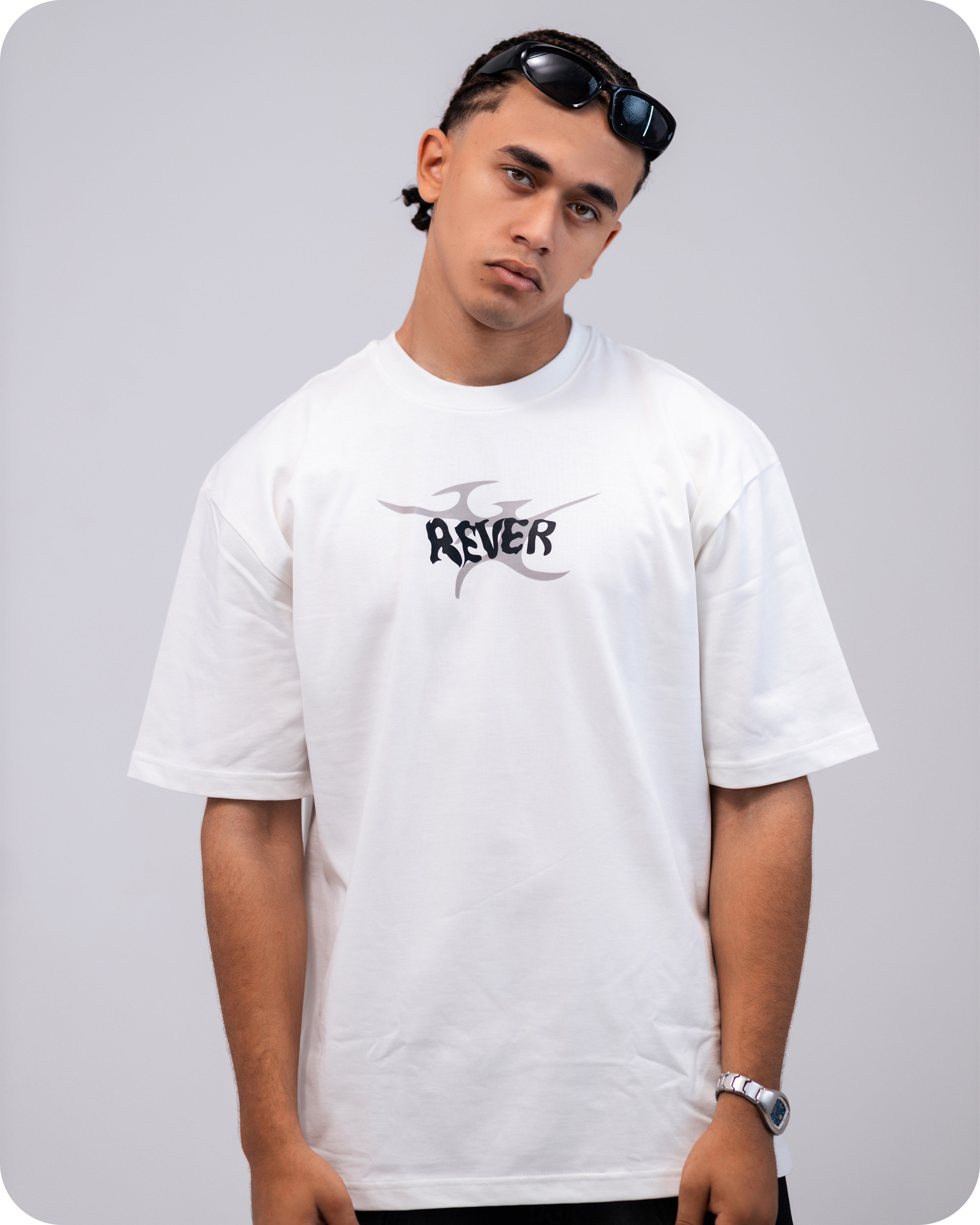 REVER – Oversized T-Shirt – Off - white [REVER design] Print - REVER