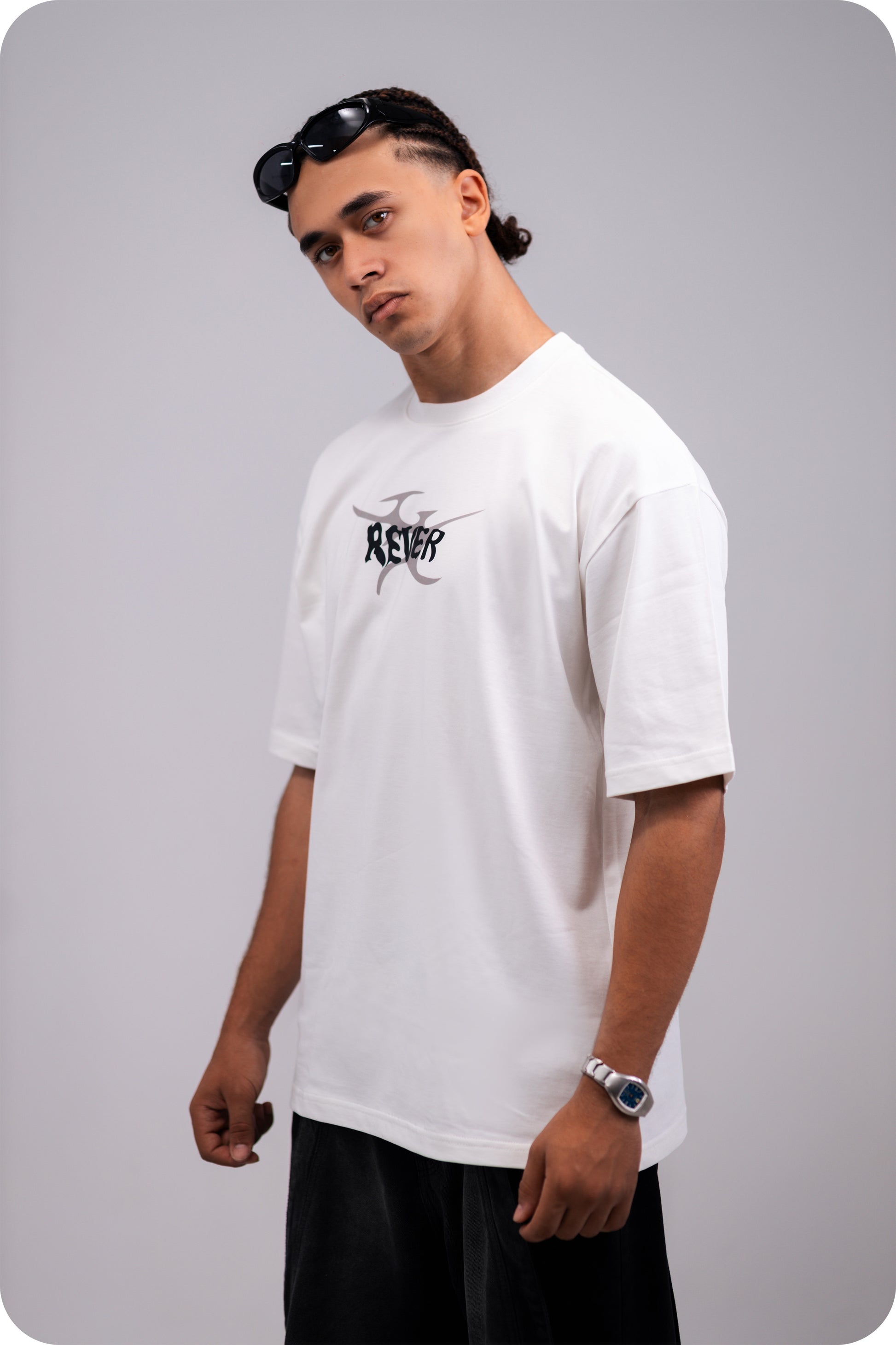 REVER – Oversized T-Shirt – Off - white [REVER design] Print - REVER