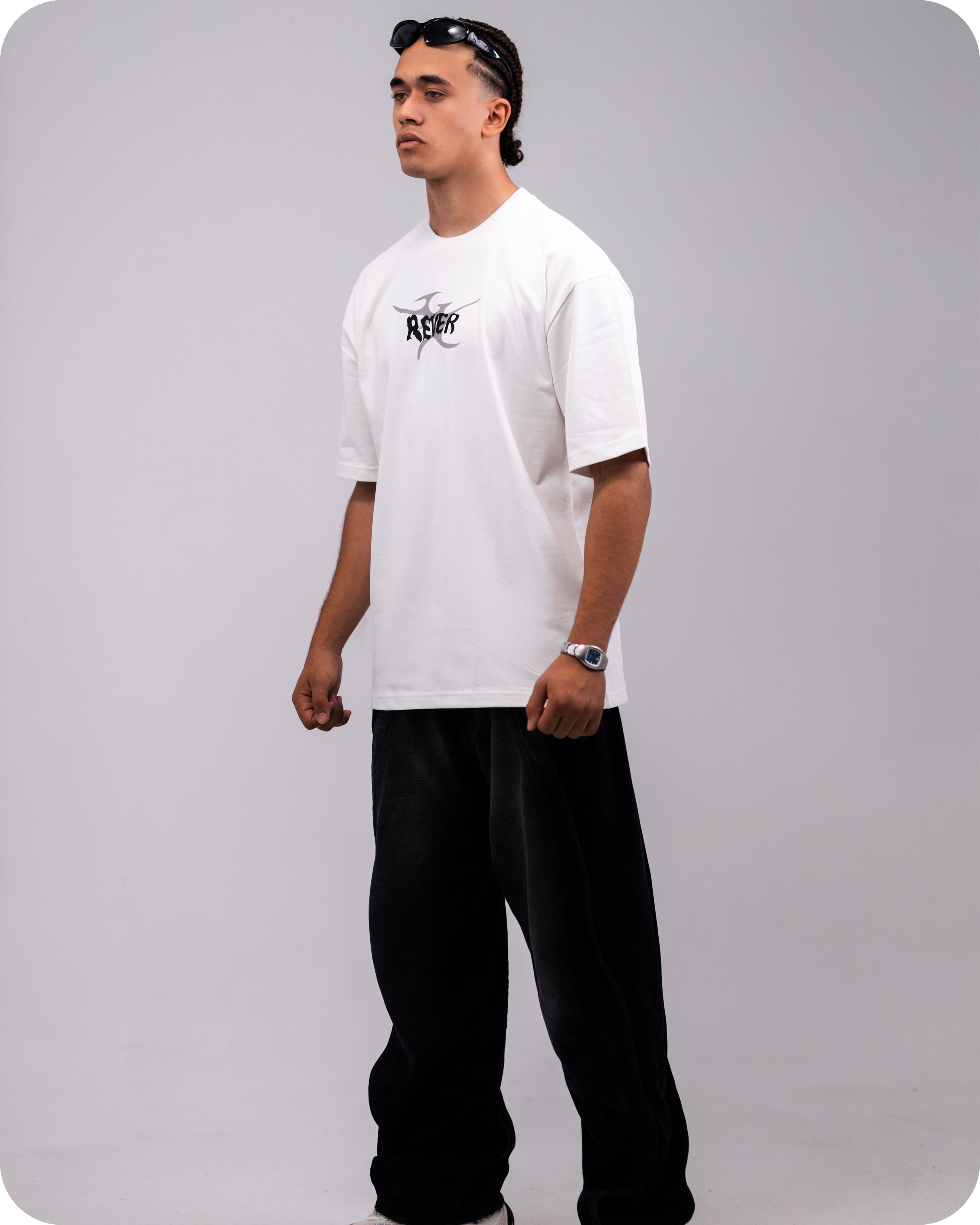 REVER – Oversized T-Shirt – Off - white [REVER design] Print - REVER