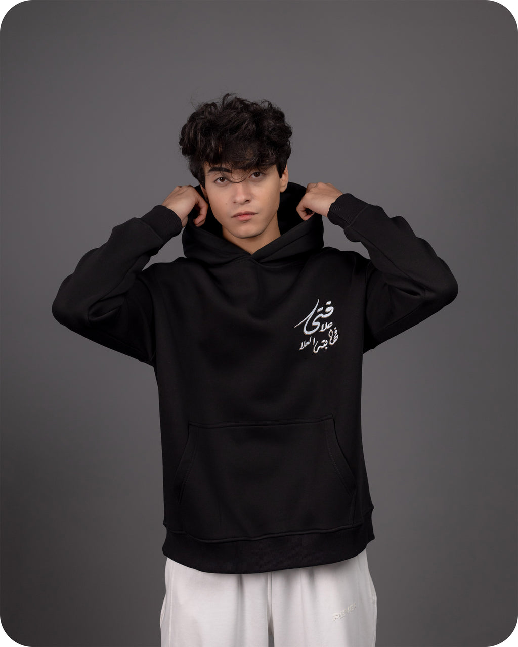 REVER – Oversized Hoodie – Black AL-FATA Print – Premium soft fabric, relaxed fit for ultimate comfort and effortless street style.