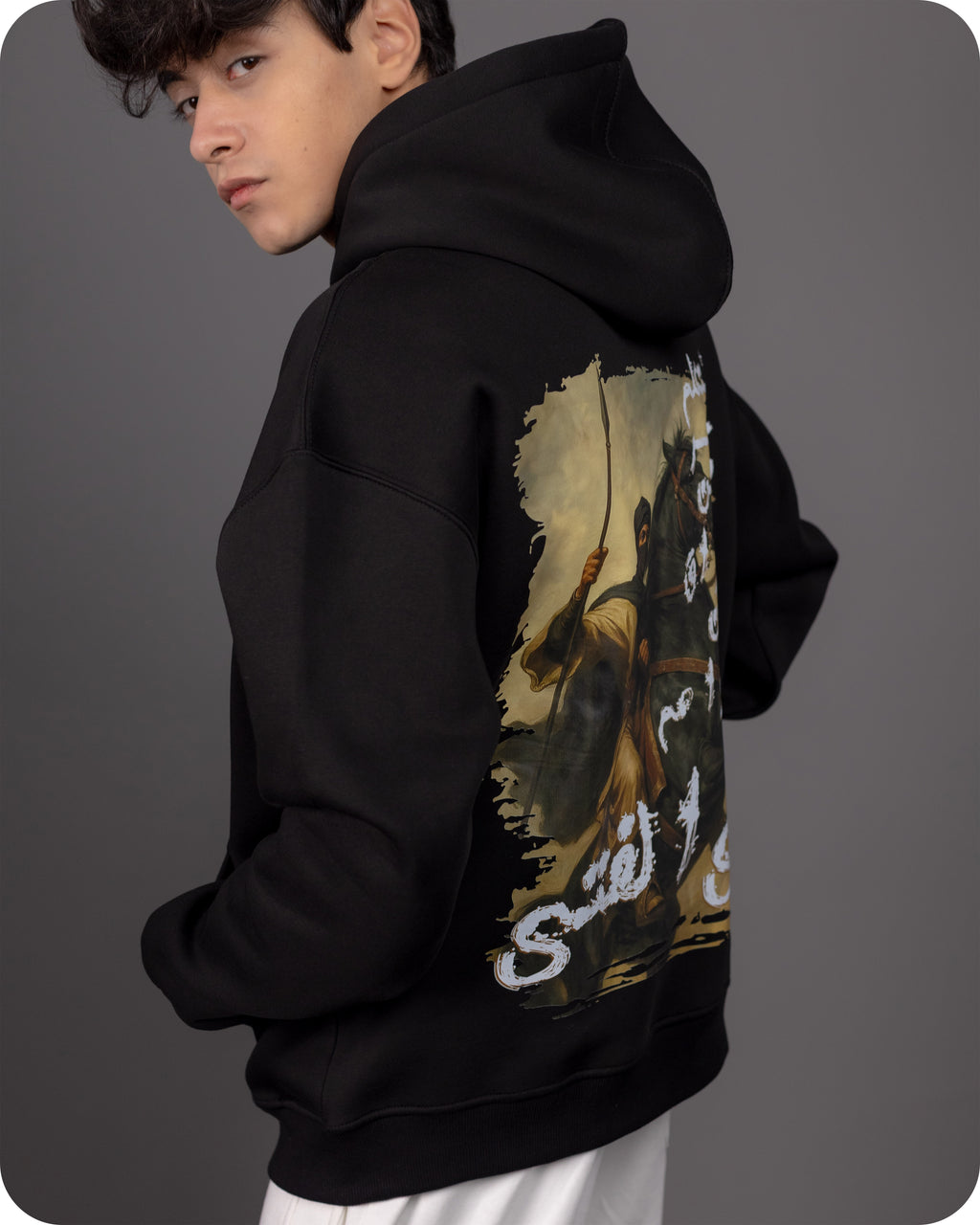 REVER – Oversized Hoodie – Black AL-FATA Print – Premium soft fabric, relaxed fit for ultimate comfort and effortless street style.