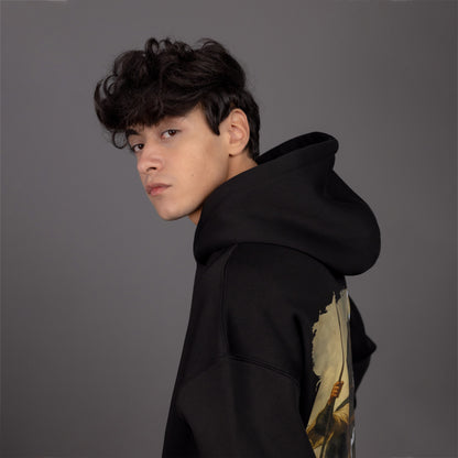 REVER – Oversized Hoodie – Black AL-FATA Print – Premium soft fabric, relaxed fit for ultimate comfort and effortless street style.