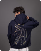 REVER – Oversized Hoodie – Navy ANUBIS Print – Premium soft fabric, relaxed fit for ultimate comfort and effortless street style.