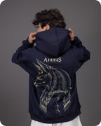 REVER – Oversized Hoodie – Navy ANUBIS Print – Premium soft fabric, relaxed fit for ultimate comfort and effortless street style.
