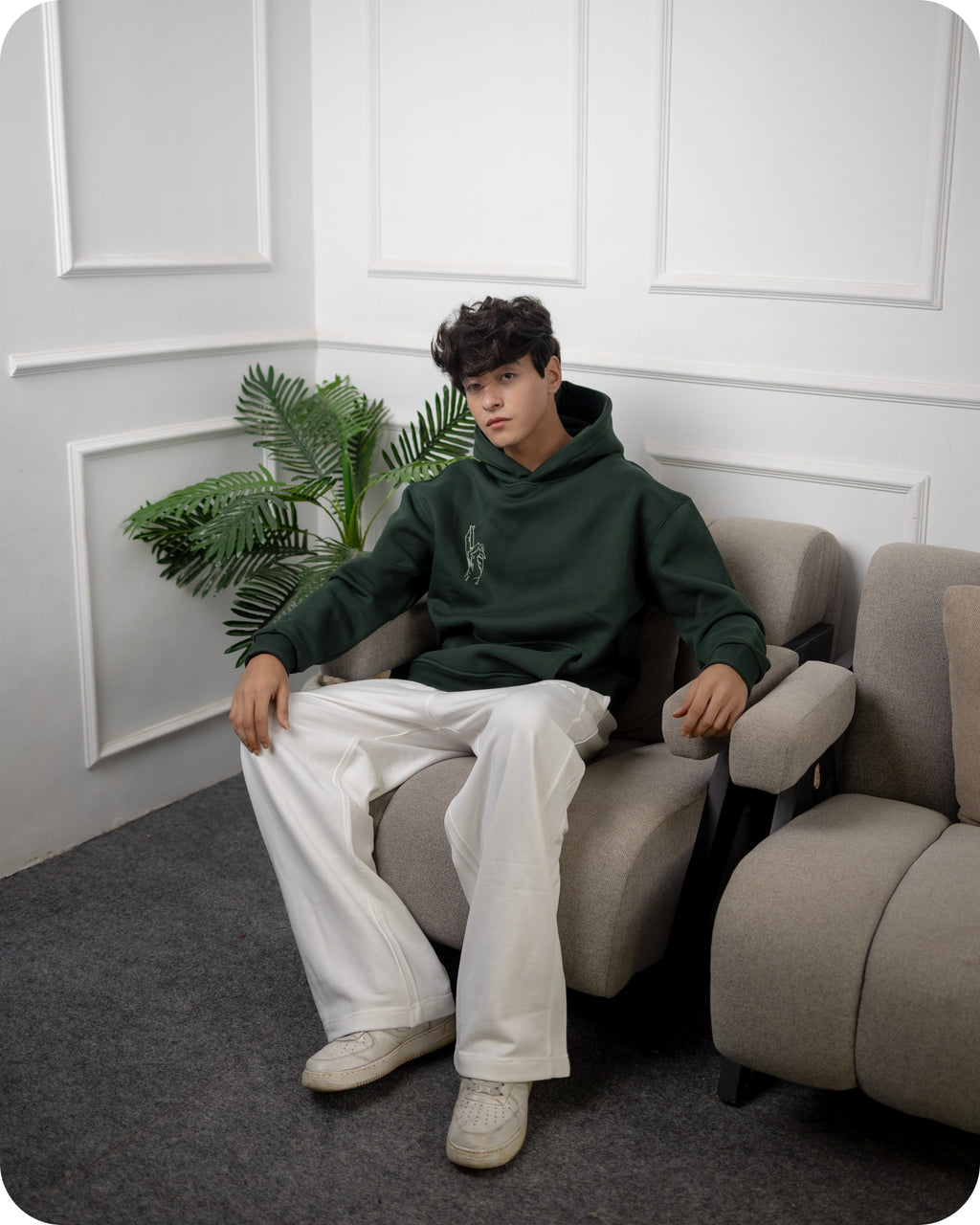 REVER – Oversized Hoodie – Dark Green [GOJO ART] Print - Premium soft fabric, relaxed fit for ultimate comfort and effortless street style.