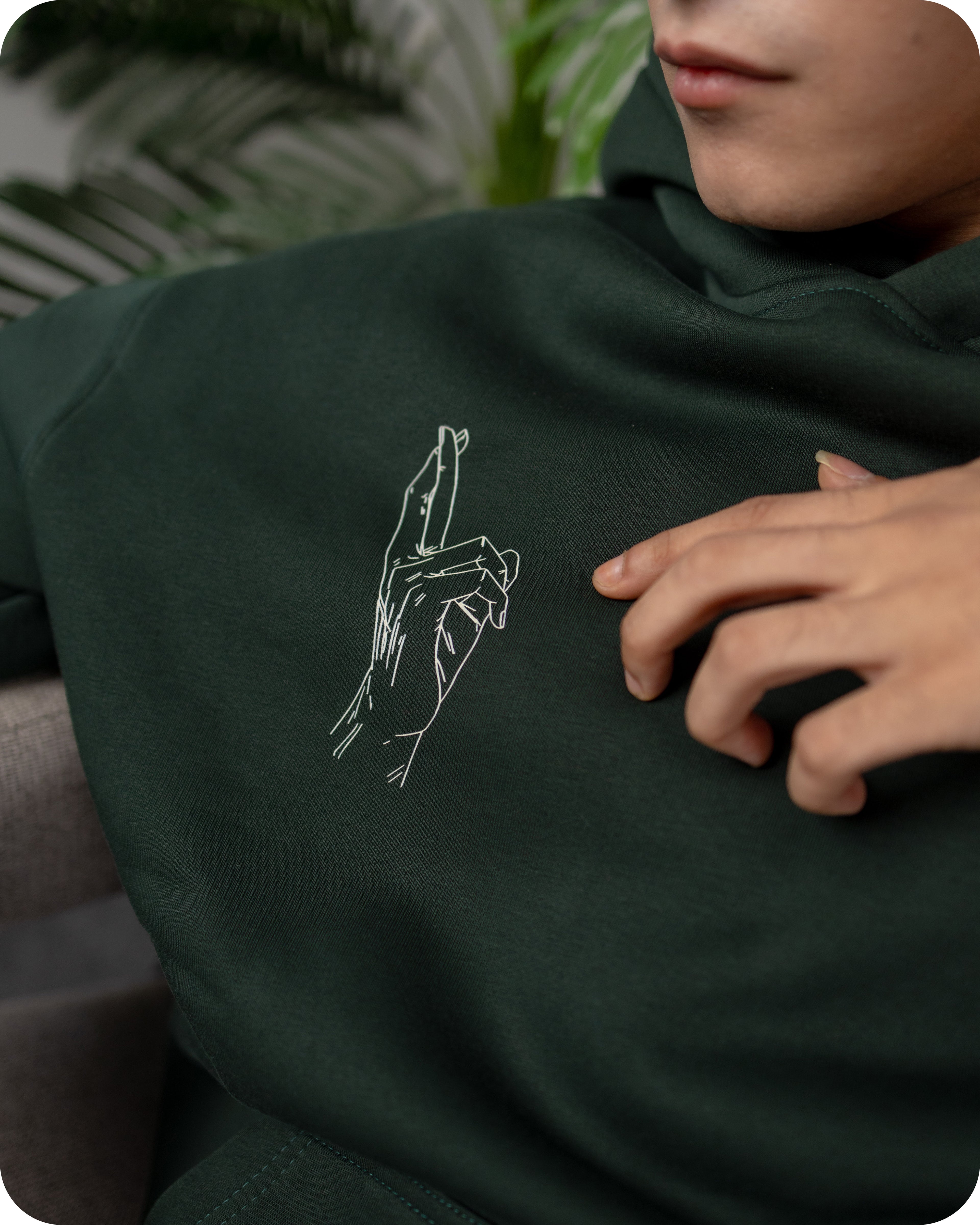 REVER – Oversized Hoodie – Dark Green [GOJO ART] Print - Premium soft fabric, relaxed fit for ultimate comfort and effortless street style.
