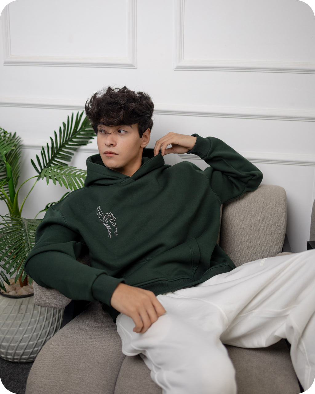 REVER – Oversized Hoodie – Dark Green [GOJO ART] Print - Premium soft fabric, relaxed fit for ultimate comfort and effortless street style.