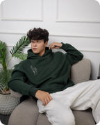 REVER – Oversized Hoodie – Dark Green [GOJO ART] Print - Premium soft fabric, relaxed fit for ultimate comfort and effortless street style.