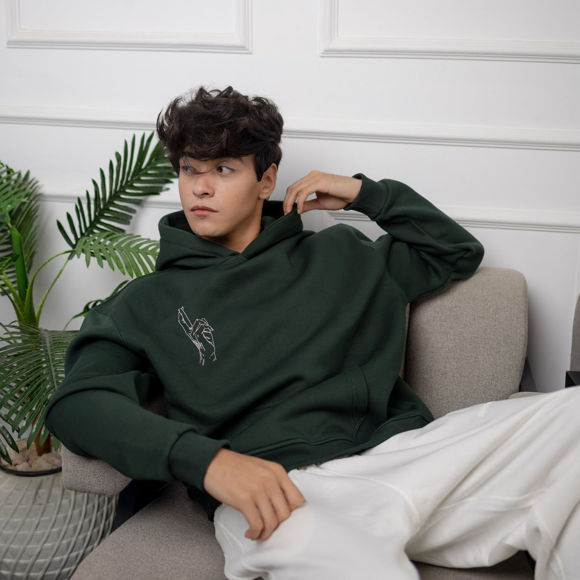 REVER – Oversized Hoodie – Dark Green [GOJO ART] Print - Premium soft fabric, relaxed fit for ultimate comfort and effortless street style.