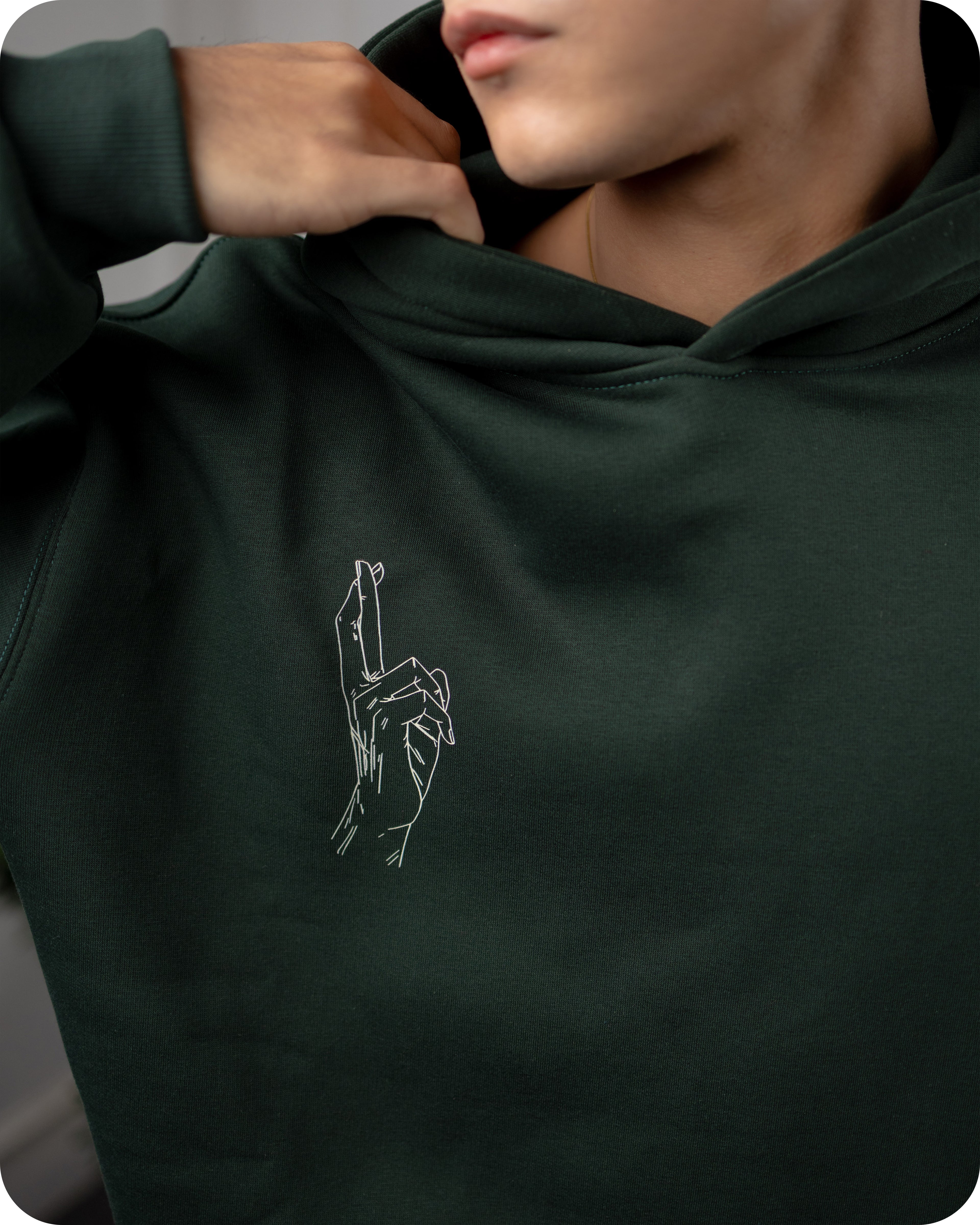 REVER – Oversized Hoodie – Dark Green [GOJO ART] Print - Premium soft fabric, relaxed fit for ultimate comfort and effortless street style.
