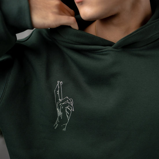 REVER – Oversized Hoodie – Dark Green [GOJO ART] Print - Premium soft fabric, relaxed fit for ultimate comfort and effortless street style.