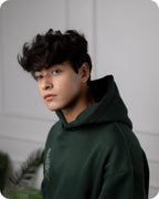 REVER – Oversized Hoodie – Dark Green [GOJO ART] Print - Premium soft fabric, relaxed fit for ultimate comfort and effortless street style.
