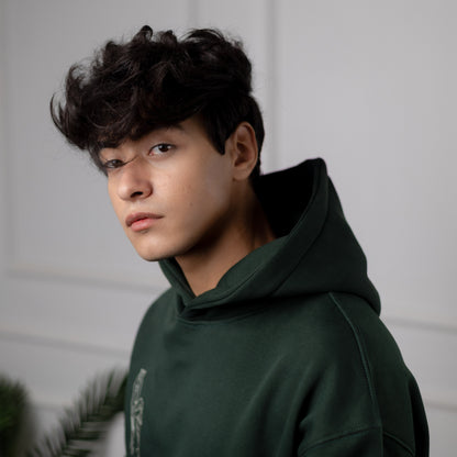 REVER – Oversized Hoodie – Dark Green [GOJO ART] Print - Premium soft fabric, relaxed fit for ultimate comfort and effortless street style.