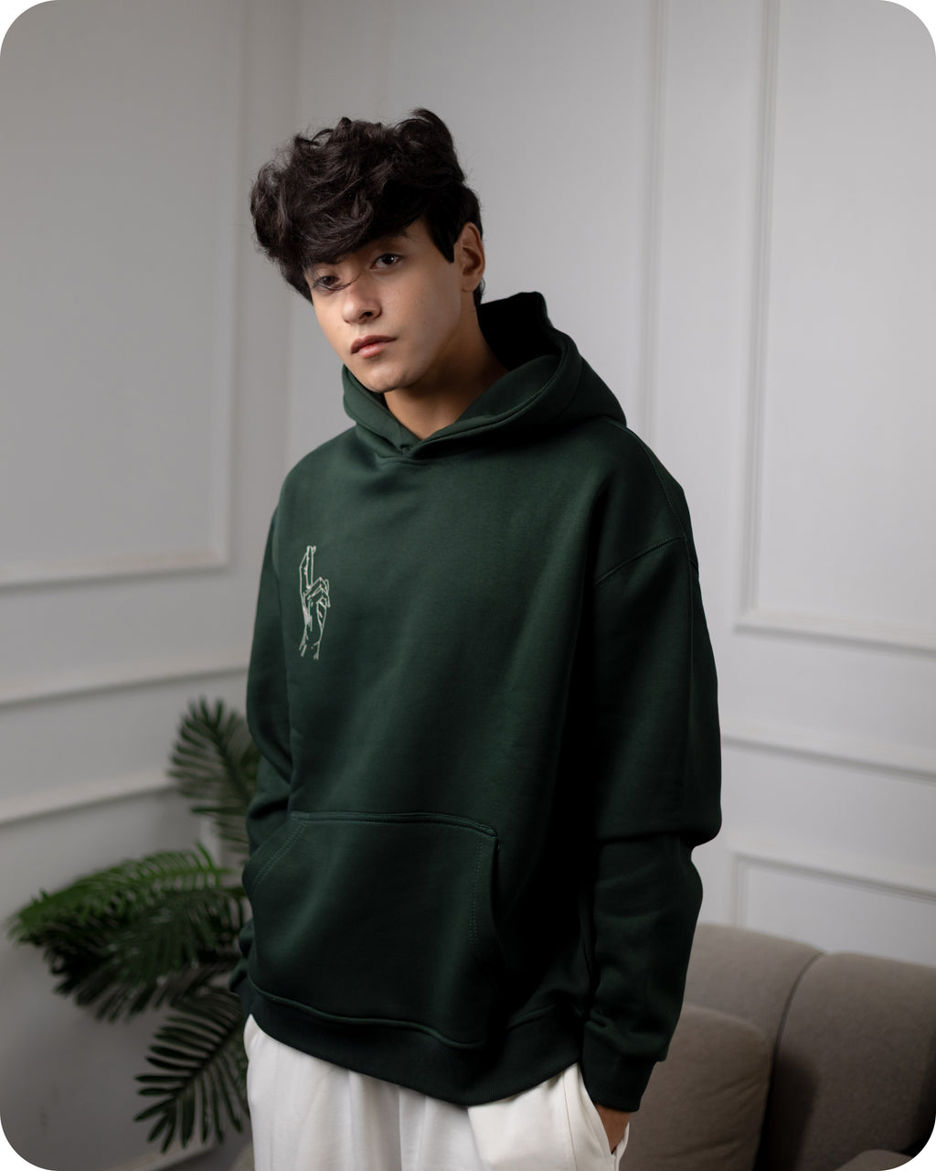 REVER – Oversized Hoodie – Dark Green [GOJO ART] Print - Premium soft fabric, relaxed fit for ultimate comfort and effortless street style.