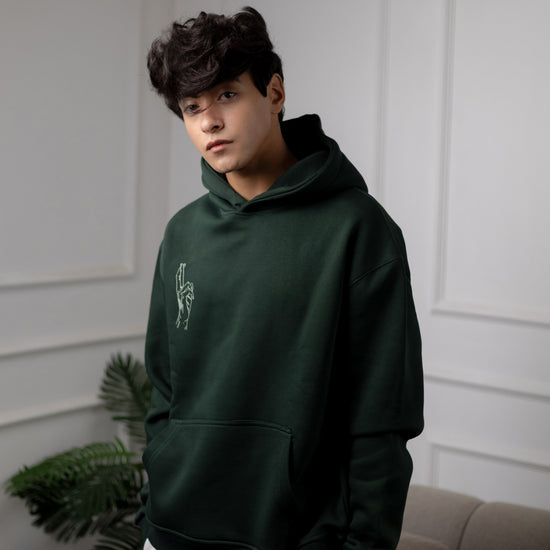 REVER – Oversized Hoodie – Dark Green [GOJO ART] Print - Premium soft fabric, relaxed fit for ultimate comfort and effortless street style.