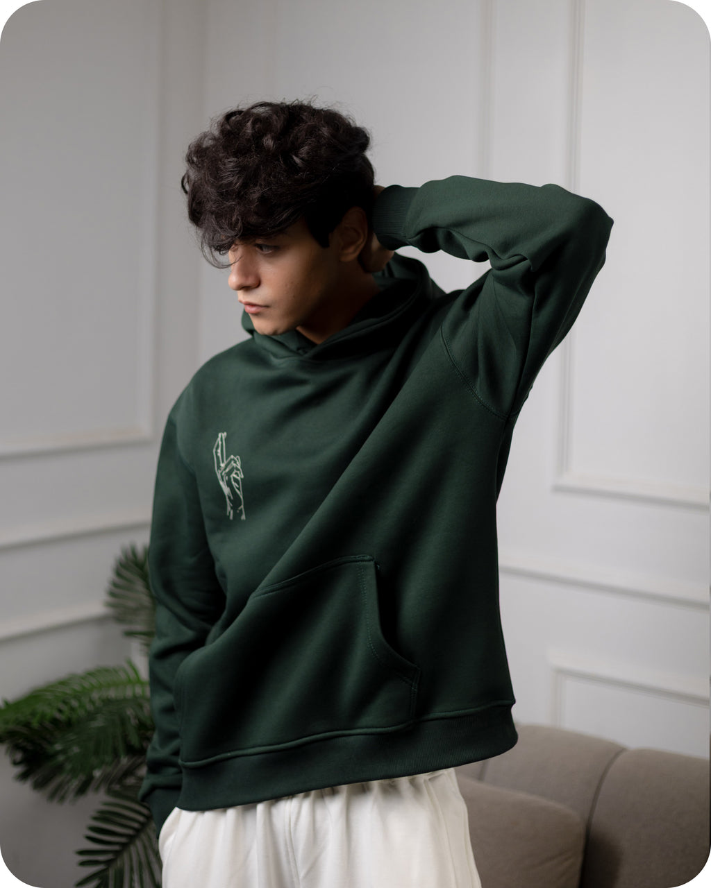 REVER – Oversized Hoodie – Dark Green [GOJO ART] Print - Premium soft fabric, relaxed fit for ultimate comfort and effortless street style.