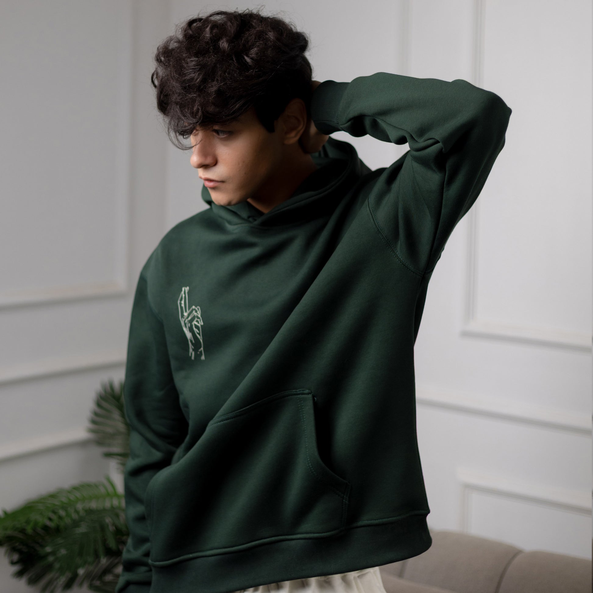REVER – Oversized Hoodie – Dark Green [GOJO ART] Print - Premium soft fabric, relaxed fit for ultimate comfort and effortless street style.