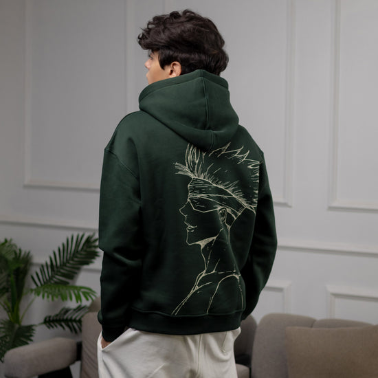 REVER – Oversized Hoodie – Dark Green [GOJO ART] Print - Premium soft fabric, relaxed fit for ultimate comfort and effortless street style.