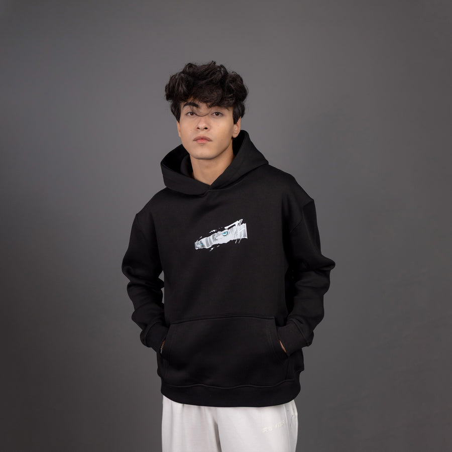 REVER – Oversized Hoodie – Black GOJO LIMITLESS Print – Premium soft fabric, relaxed fit for ultimate comfort and effortless street style.