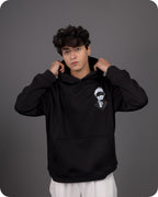REVER – Oversized Hoodie – Black GOJO SATORU Print – Premium soft fabric, relaxed fit for ultimate comfort and effortless street style.