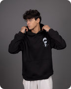 REVER – Oversized Hoodie – Black GOJO SATORU Print – Premium soft fabric, relaxed fit for ultimate comfort and effortless street style.