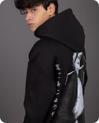 REVER – Oversized Hoodie – Black GOJO SATORU Print – Premium soft fabric, relaxed fit for ultimate comfort and effortless street style.