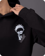 REVER – Oversized Hoodie – Black GOJO SATORU Print – Premium soft fabric, relaxed fit for ultimate comfort and effortless street style.