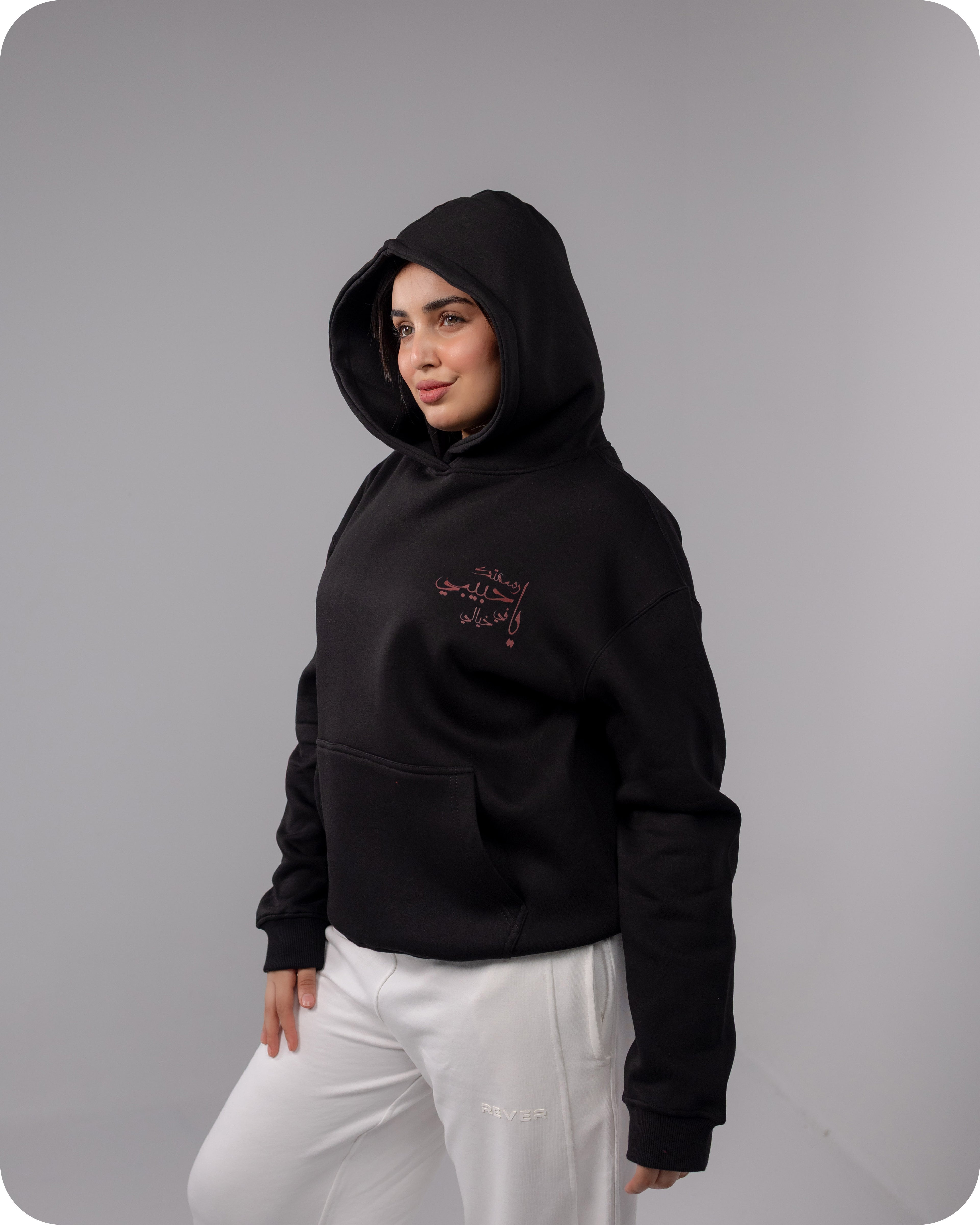 REVER – Oversized Hoodie – Black IN MY IMAGINATION Print – Premium soft fabric, relaxed fit for ultimate comfort and effortless street style.