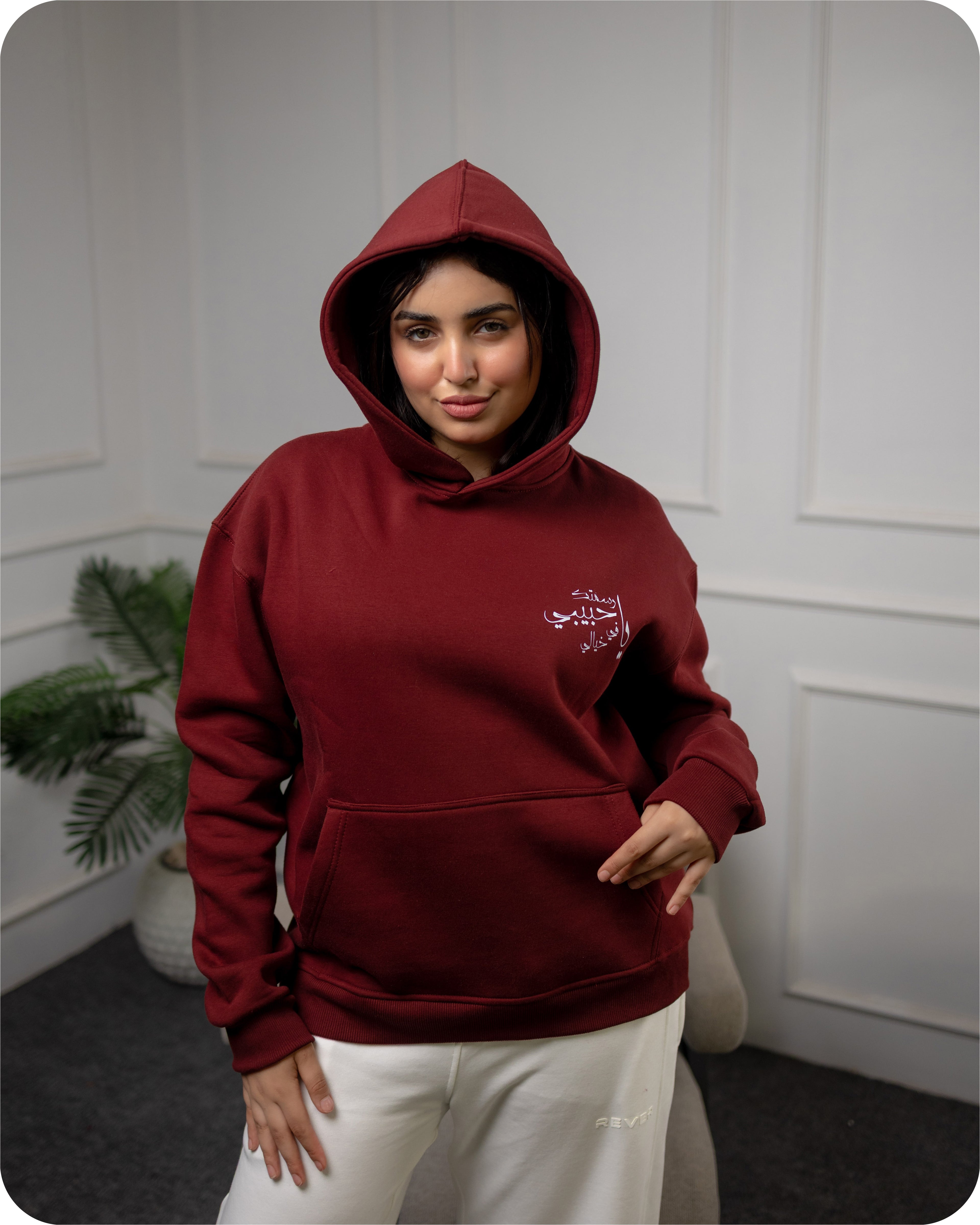 REVER – Oversized Hoodie – Burgundy IN MY IMAGINATION Print – Premium soft fabric, relaxed fit for ultimate comfort and effortless street style.