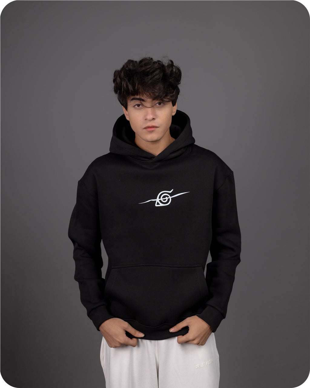 REVER – Oversized Hoodie – Black NARUTO Print – Premium soft fabric, relaxed fit for ultimate comfort and effortless street style.